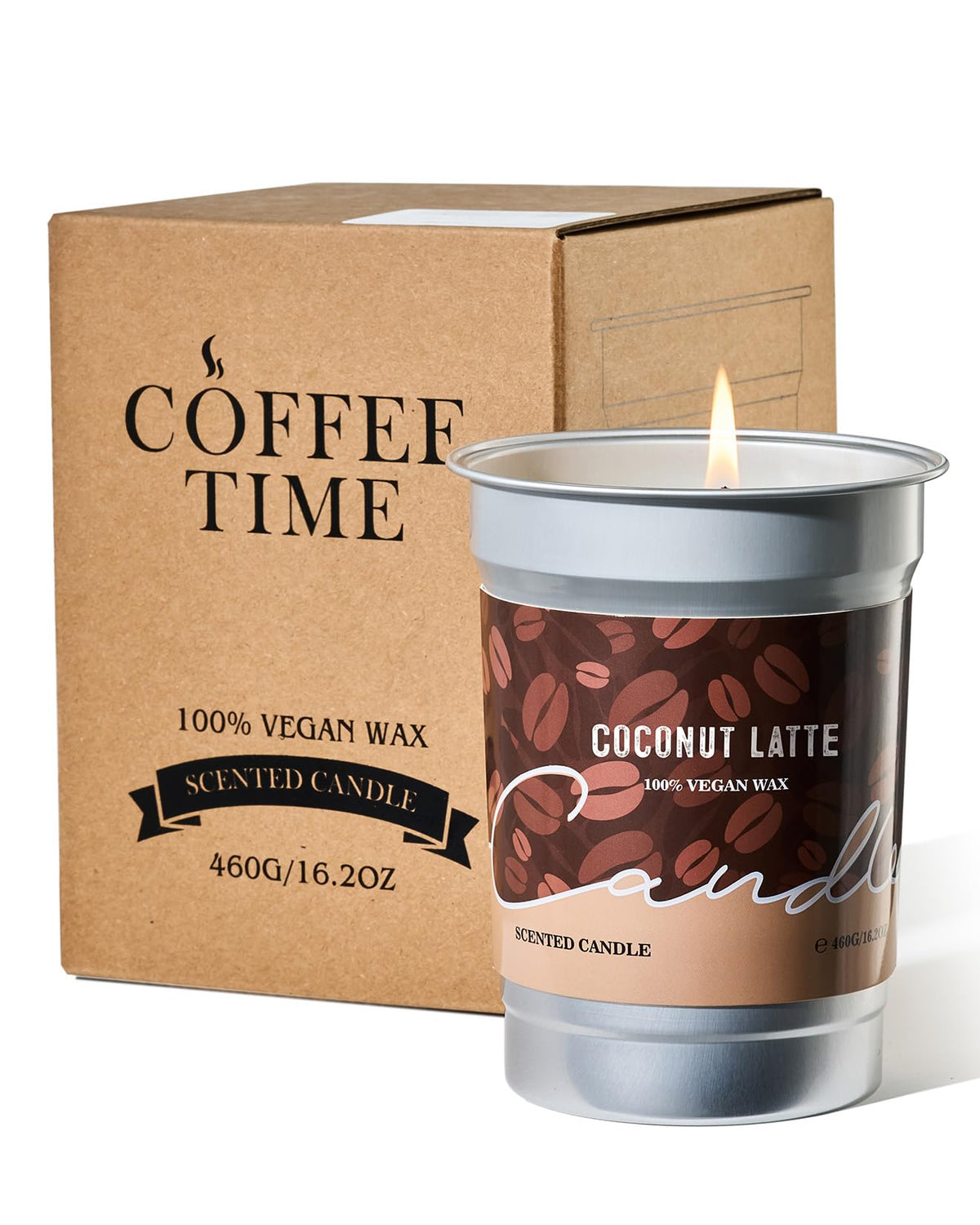 M&SENSE Coconut Latte Scented Candle, Soy Wax, 16.2oz