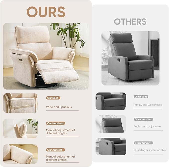 Power Swivel Rocker Recliner, Glider Recliner Nursery Chair