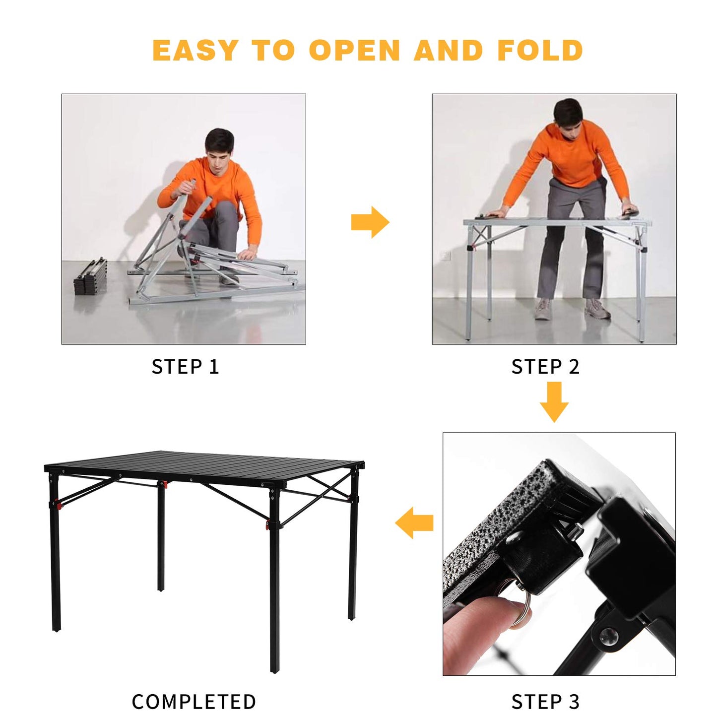 KingCamp Lightweight Compact Folding Camping Table,Stable Aluminum Alloy Folding Roll up Table for 4-6 Person for Picnic, Camping, Barbecue and Party,Portable Multifunctional Table with Carry Bag
