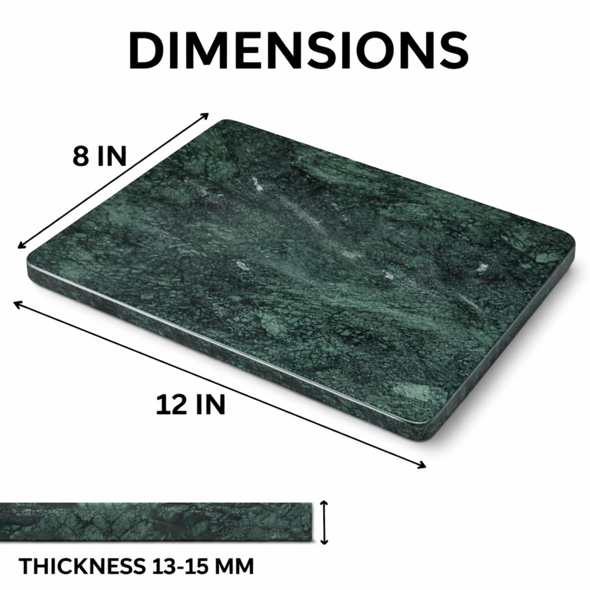 KC KULLICRAFT Home Basics Multi-Purpose Pastry Marble Tray Cutting Board Slab With Non-Slip Feet For Stability & Scratch Protection For Countertop. Easy To Clean,Trivet, Green (8Inches x 12Inches)