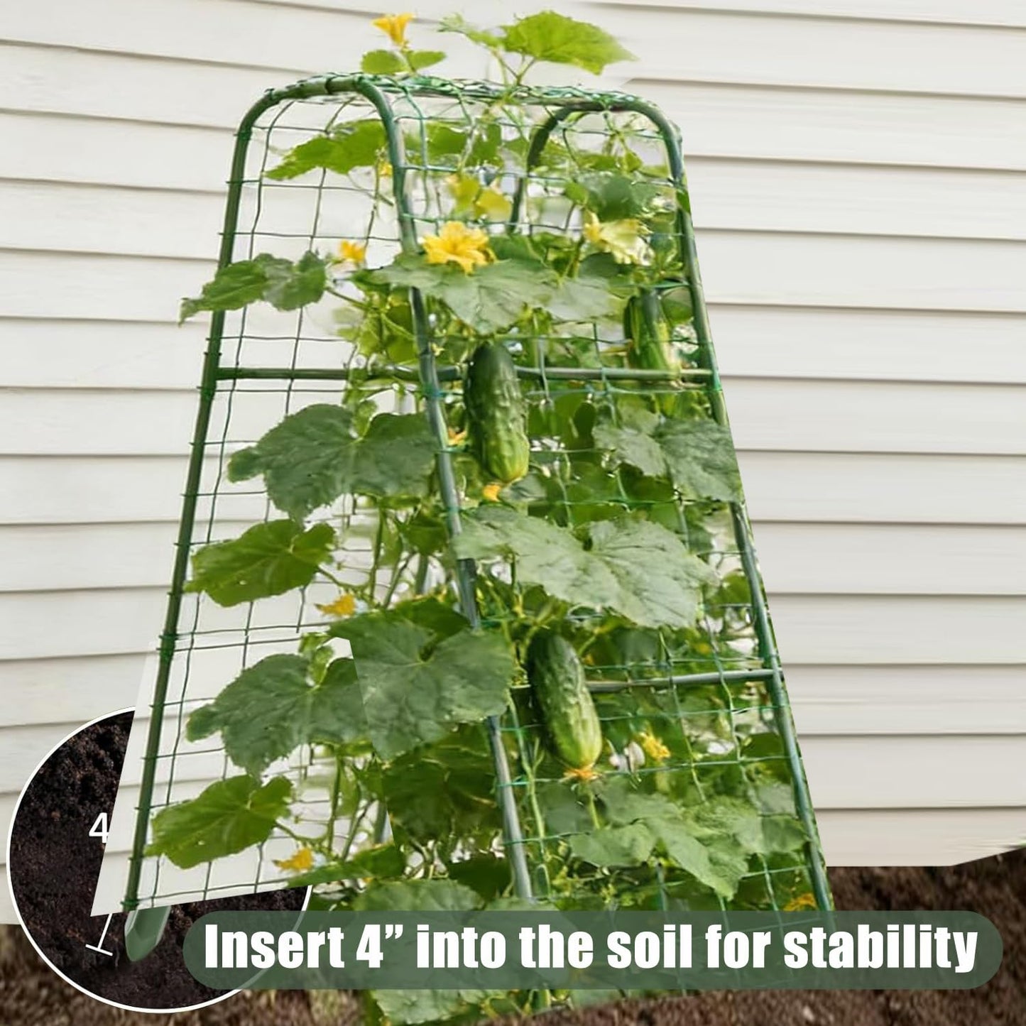 U-Shape Cucumber Trellis for Raised Bed, Garden Trellis for Climbing Plants Outdoor, Metal Arch Plant Support, Vegetables Trellis for Squash Grape Pea Bean Vines Flower 47x15.7in
