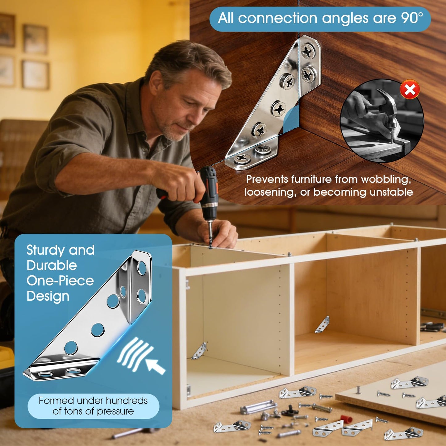 AUUTI 24-Pack Premium Stainless Steel Corner Brackets