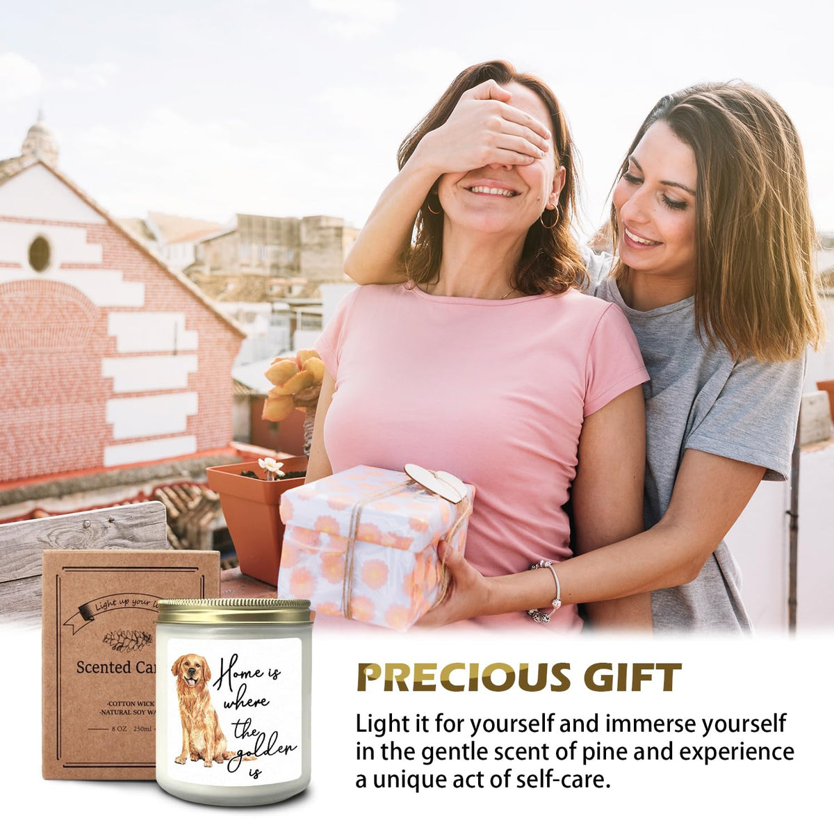 CIOJUNE Golden Retriever Dog Candle Gifts for Women, Gift for Retriever Lovers, Home is Where The Golden is Cedar Scented Candles