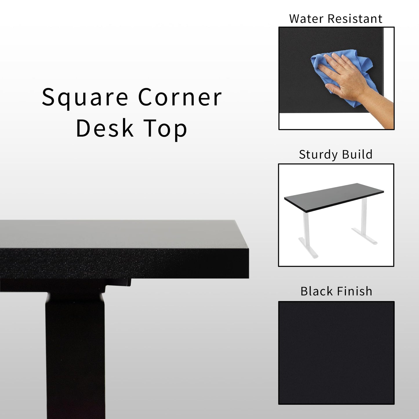 VIVO 55 x 24 inch Universal Solid One-Piece Square Corner Table Top for Standard and Sit to Stand Height Adjustable Home and Office Desk Frames, Black, DESK-TOP55B-S