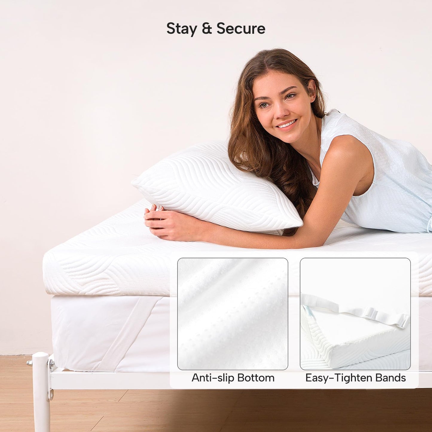 JSELF 3 Inch Gel Memory Foam Mattress Topper, Dual-Layer Cooling Bed Topper with Bekaert Fabric Cover, Wave-Textured Pressure Relief for Back Pain, Non-Slip Design, CertiPUR-US & Oeko-Tex (Full)