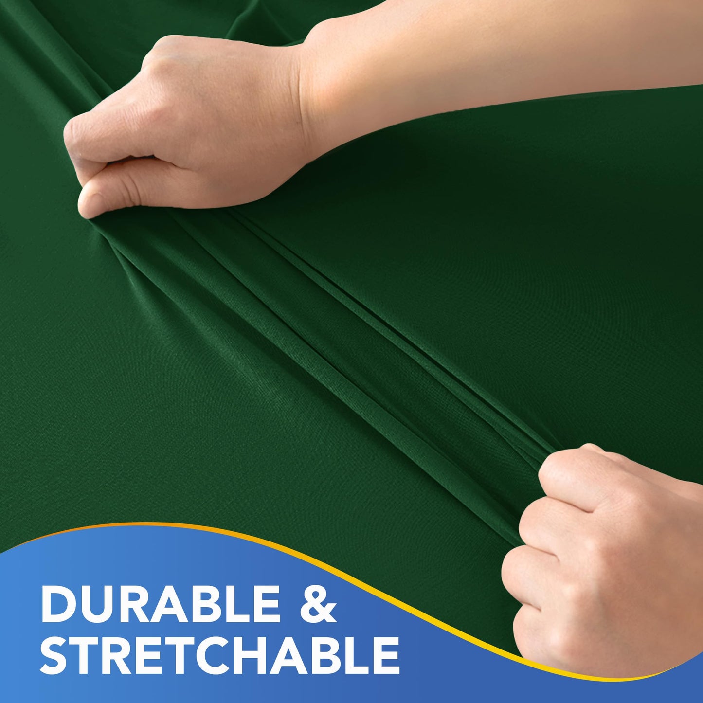 Enjoyidea Square Fitted Tablecloth 34x34 Inch-2 Pack Hunter Green Card Elastic Spandex Table Cover-Small Stretch Christmas Table Cloths Topper Cap for Kitchen Dining Picnic Patio Outdoor Party Tables