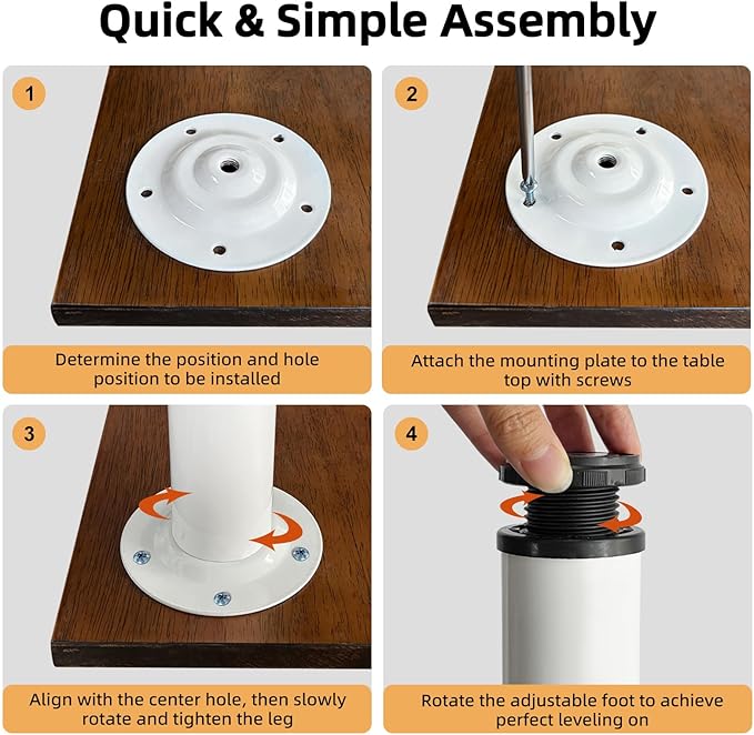 QLLY 28 inch Adjustable Metal Desk Legs, Heavy Duty Furniture Table Legs