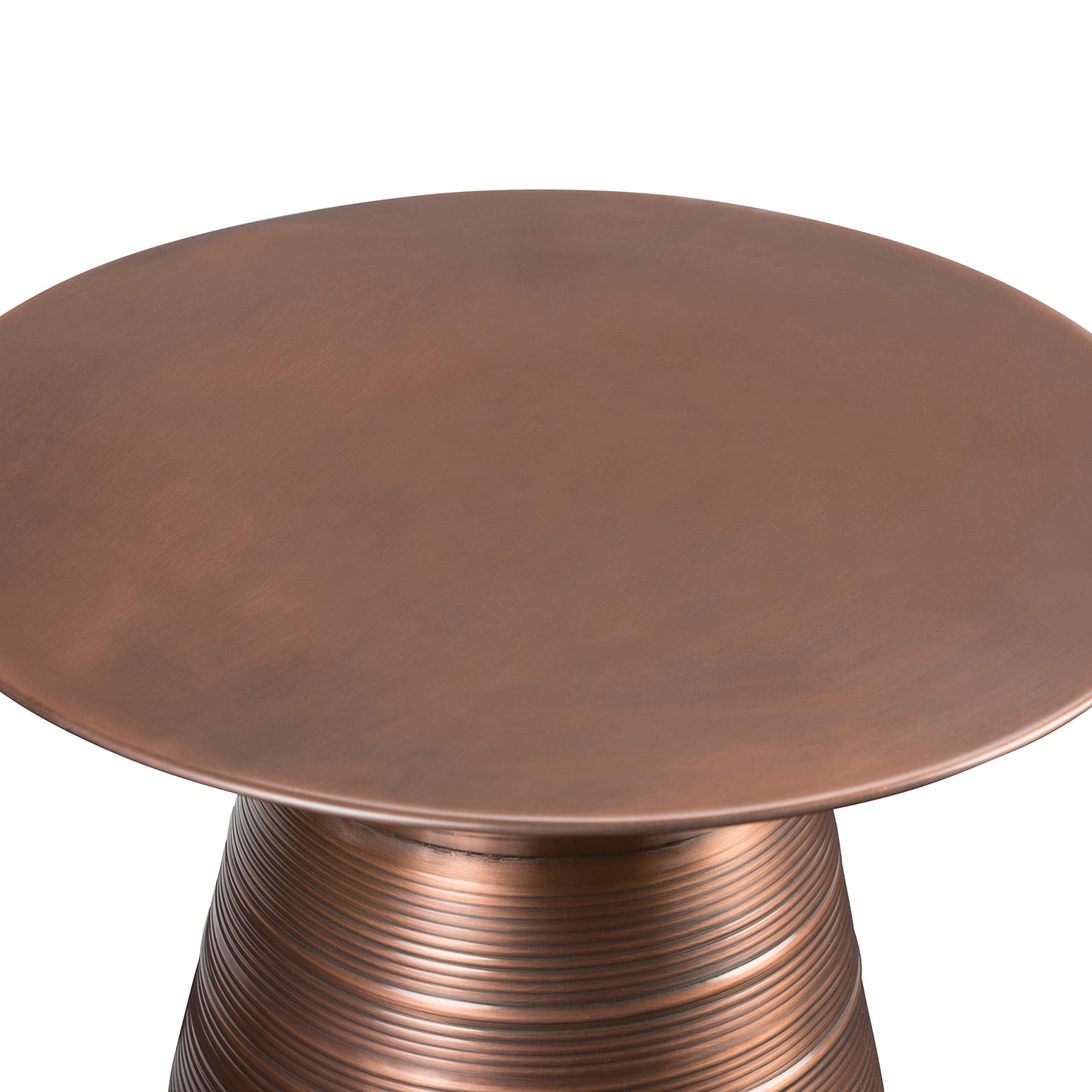 SIMPLIHOME Sheridan Metal Table - 18" Wide x 20" High Solid Metal Round Side Table in Aged Copper, Industrial Accent Table for Living Room, Bedroom, or Office with Sculptural Design, Assembled