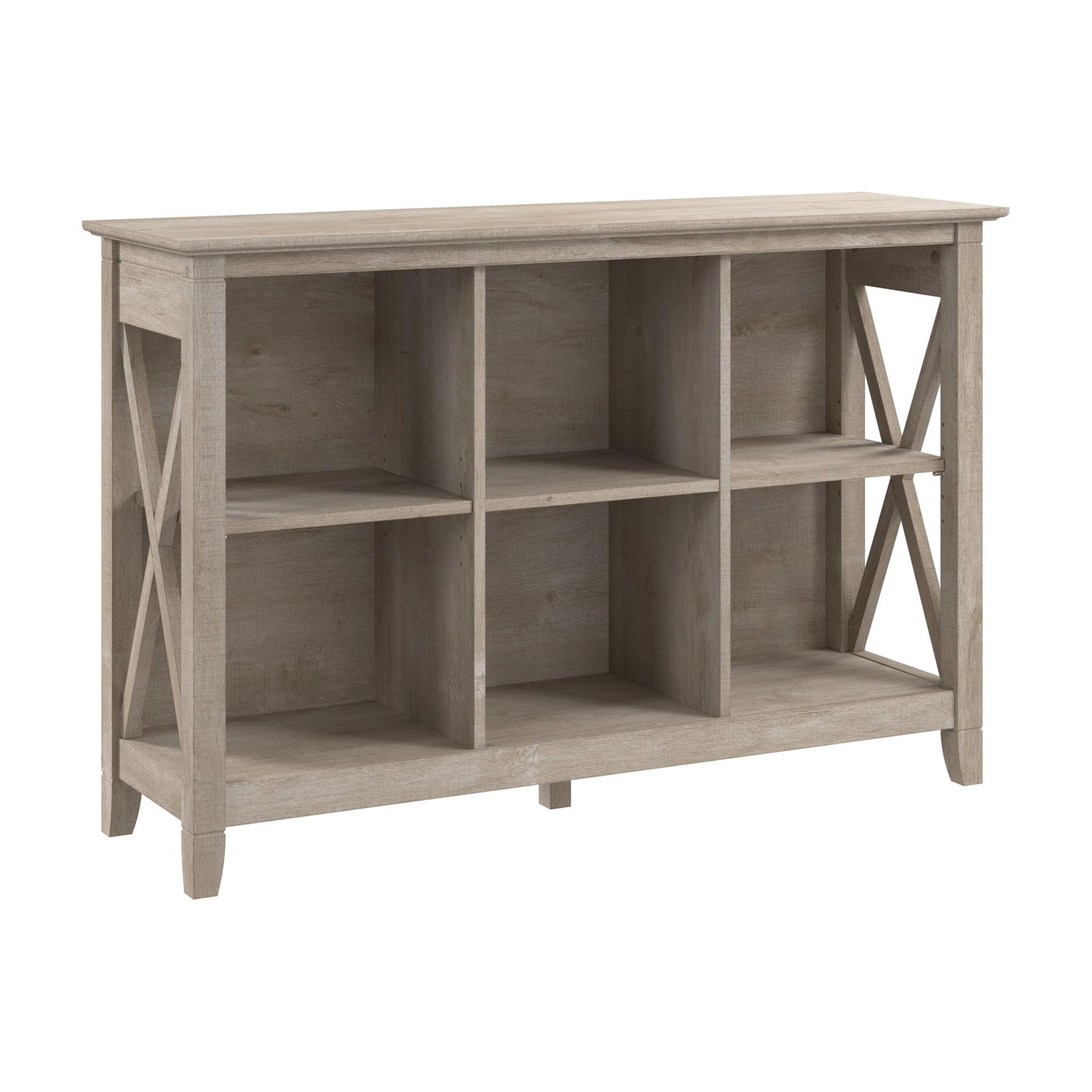 Bush Home 6 Cube Bookcase, Modern Farmhouse Organizer with Open Shelving and Cubbies, Storage for Living Room or Home Office, Key West Collection, Washed Gray
