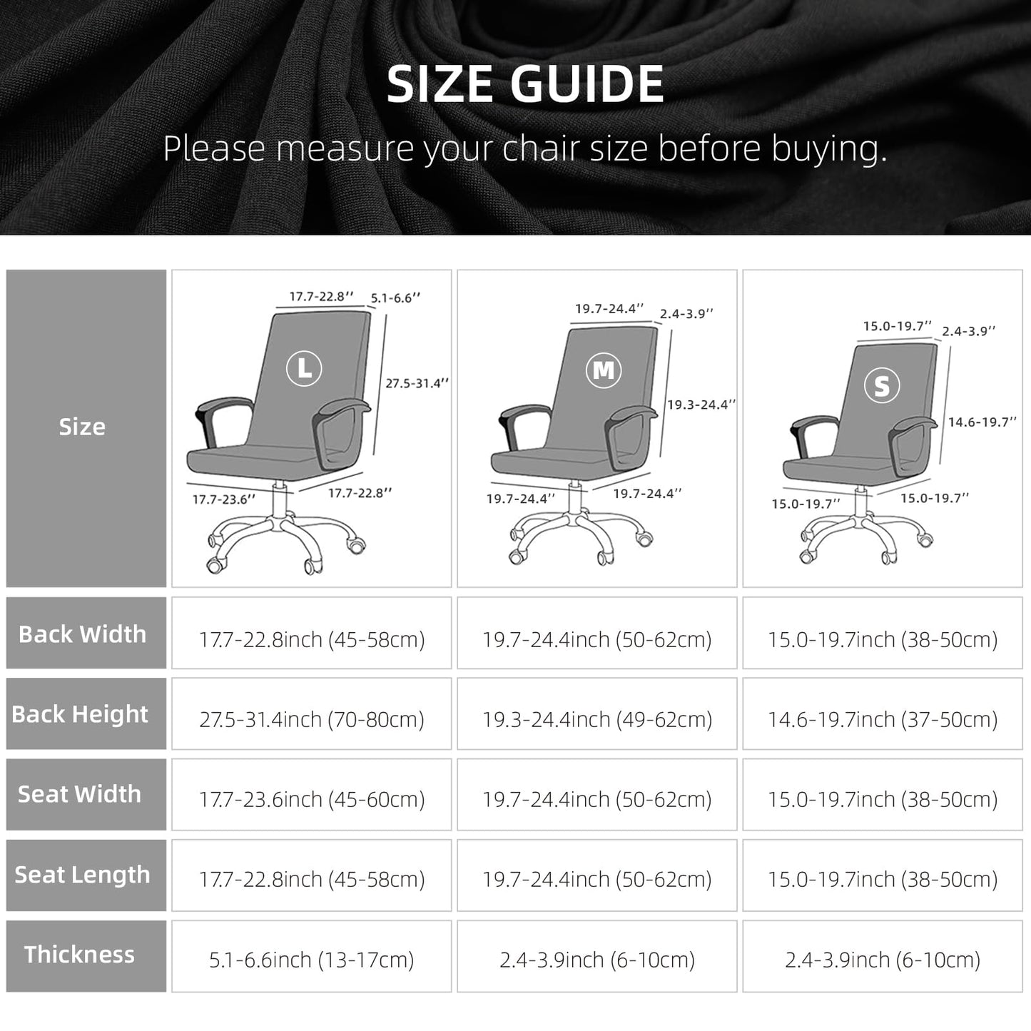 Stretch Computer Office Chair Cover with Armrest Covers Durable Zipper Universal Washable Removable Spandex Rotating Boss Chair Slipcovers Anti-dust Soft Desk Chair Seat Protector, White