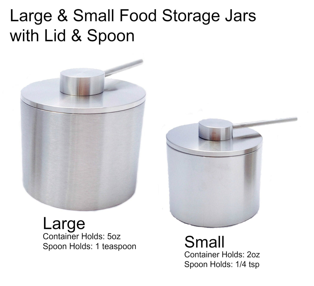 Grind Gourmet Salt Cellar, Spice Jars Stainless Steel, Storage Spice Jars With Spoon Solid Stainless Steel Holder (1.58", Silver)