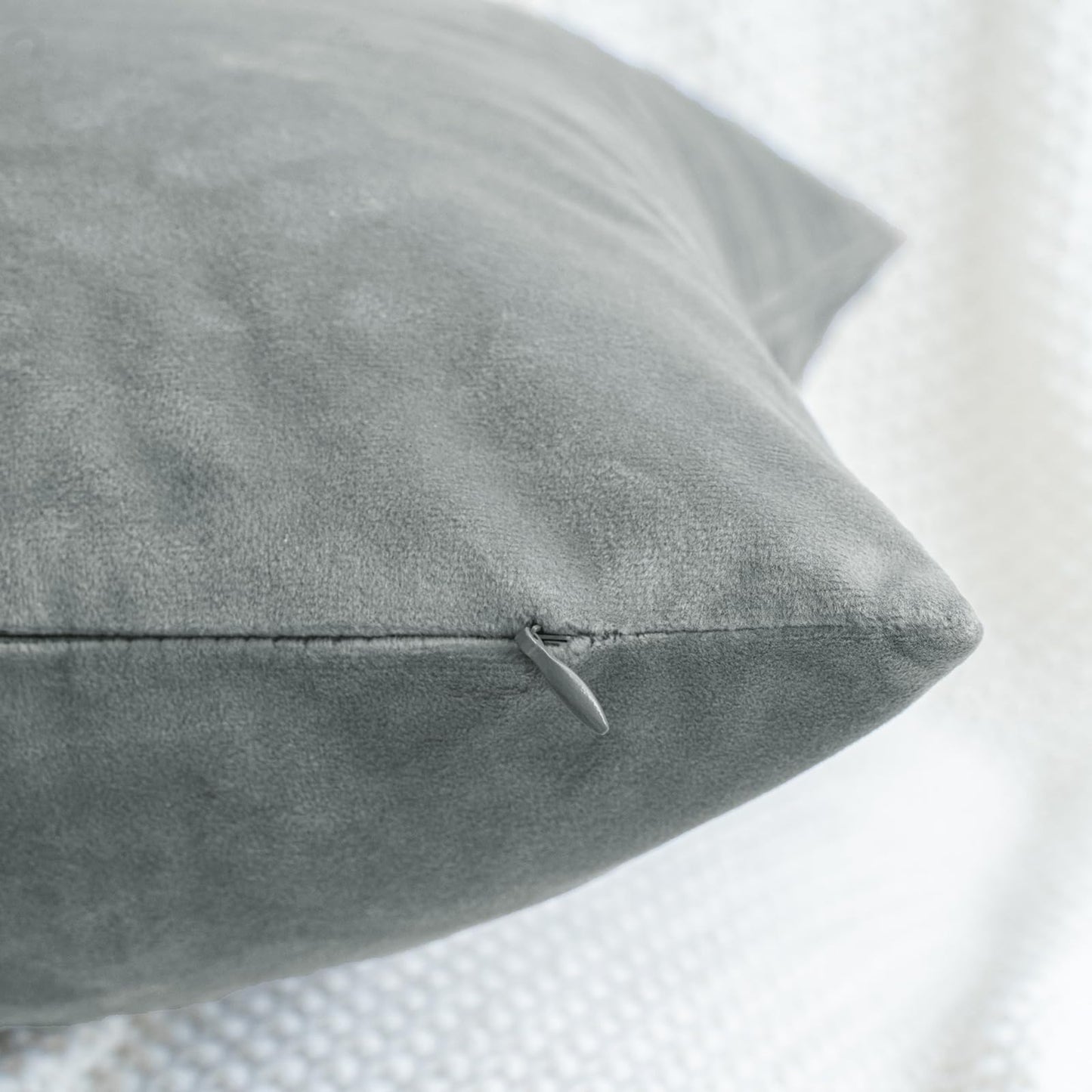 HWY 50 Gray Grey Velvet Throw Pillow Covers 18x18 Inch, Pack of 2 Soft Cozy Solid Decorative Luxury Cushion Cases for Couch Sofa Bed Living Room Bedroom