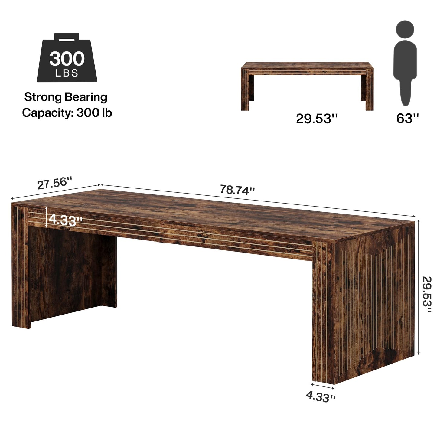 Tribesigns 79-Inch Extra Long Desk, Two Person Double Desk for Home Office, Wooden Long Computer Desk Writing Table for Office, Vintage Brown