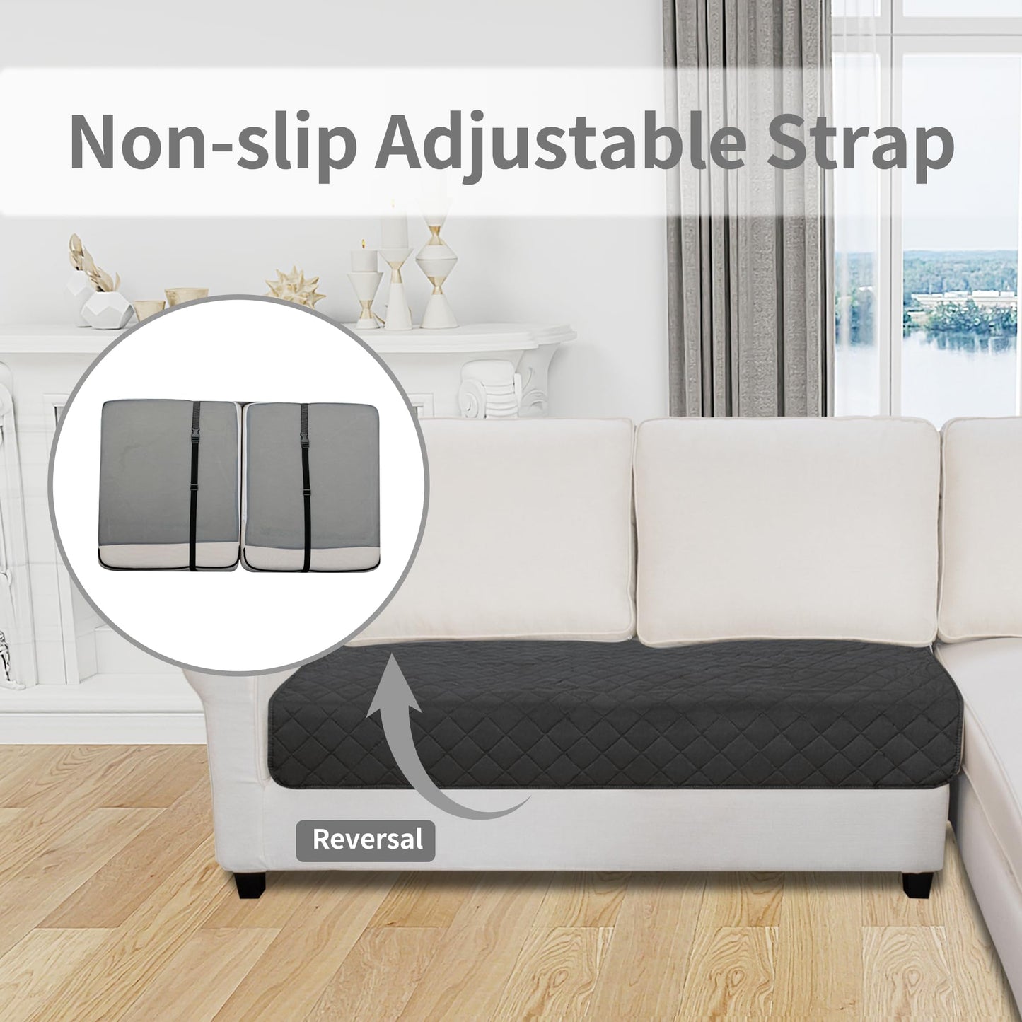 Easy-Going Sectional Couch Covers for Dogs L Shape Sofa Cover Reversible Sofa Slipcover Chaise Lounge Cover Furniture Protector Cover for Pets Dog Cat (30 x 50 inches, Dark Gray/Beige)