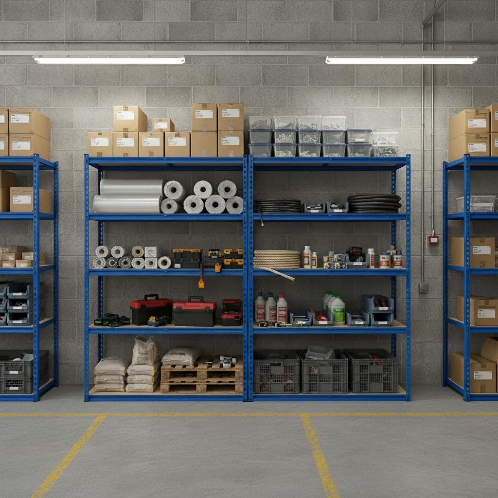 MERXENG 2500LBS Heavy Duty Garage Shelving, 5-Tier Adjustable Storage Shelves, Industrial Metal Rack Unit for Warehouse, Pantry, Garage Organization, 48" W x 24" D x 71" H, Blue