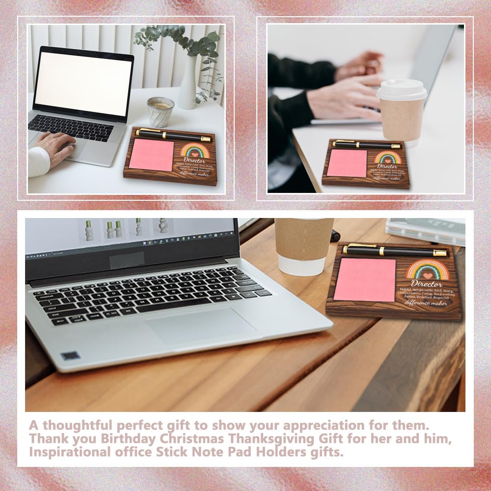 Director Gifts, Wooden Sticky Note Holder, Elegant Office Desk Accessory for Directors, Director Appreciation Gift for Women, Ideal for Birthdays, Christmas, or Thank You Occasions YCB109