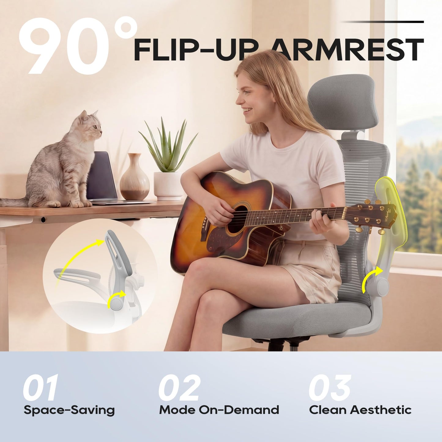 Ergonomic Office Chair for Long Hours, Full-Body Support, Relieve Neck & Back Pressure, 330LBS Capacity, Ideal for Home Office, Office & Study