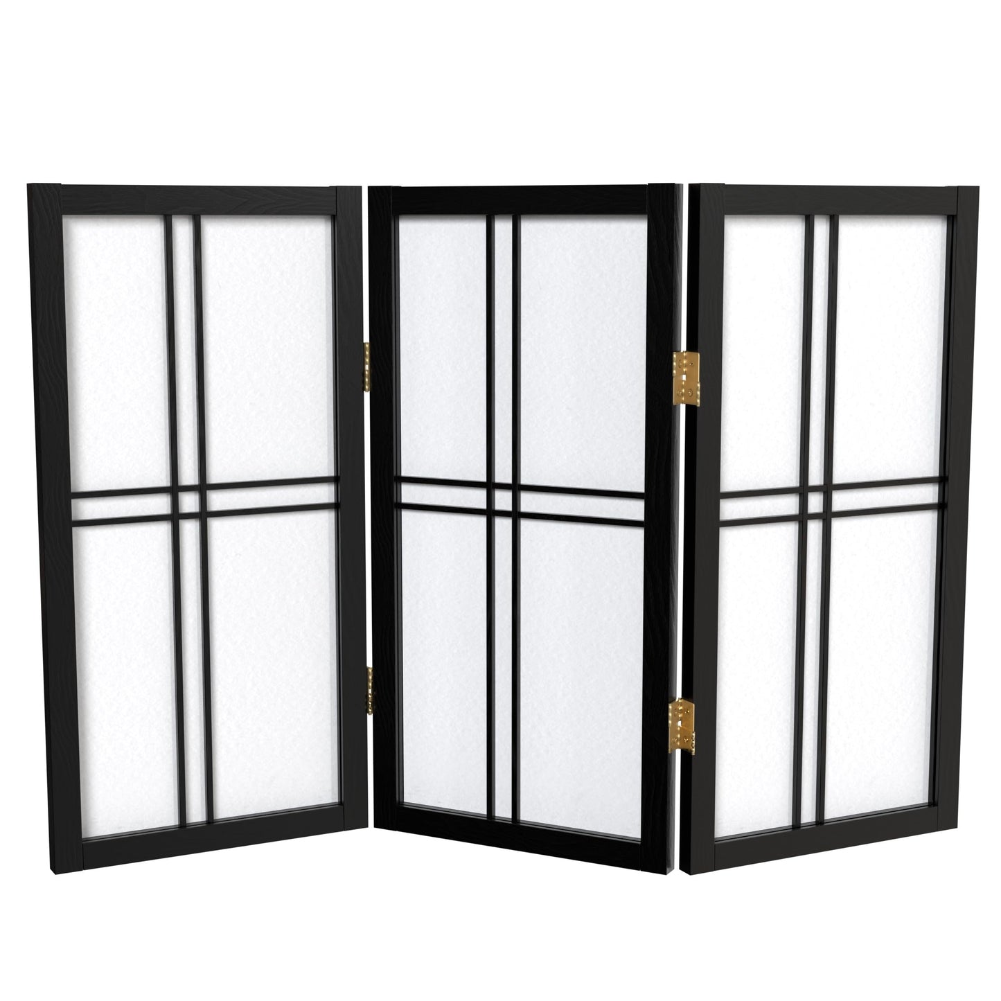 2 ft. Short Desktop Double Cross Shoji Screen - Black - 3 Panels