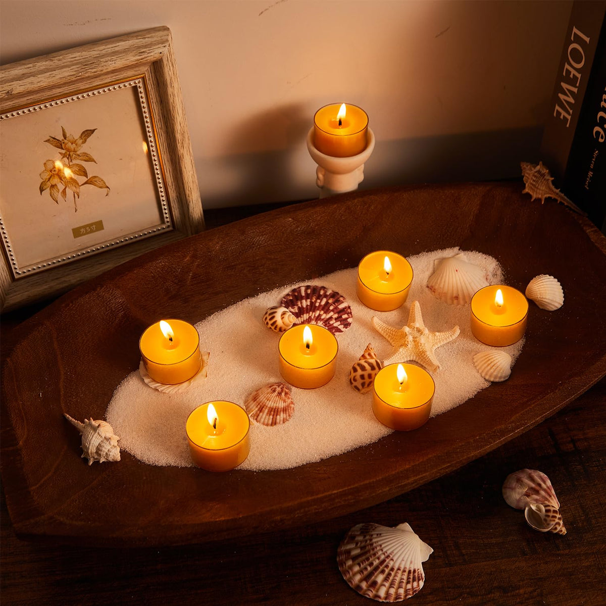 Ashlux 96 Pack Beeswax Tea Lights, 6-Hour Long Burning Tealight Candles in Clear Cup, Tea Candles Pefect for Air Purification Meditation Dinner Home Decor