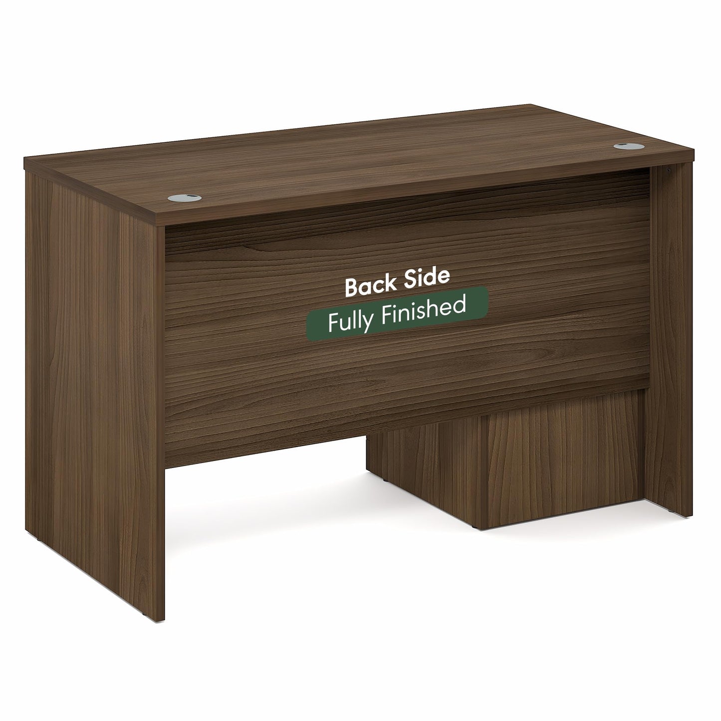 Furinno Roger 47 Inch Executive Desk with File Cabinet, Home Office Desk with 3-Drawer Fixed Pedestal Filing Cabinet, Desk Cord Grommet, for Home Office, Modern Walnut