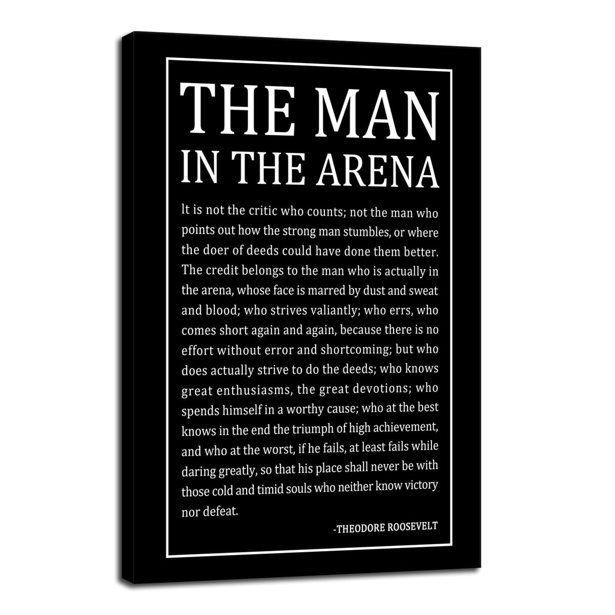 Motivational Wall Art Inspirational The Man In The Arena Quotes Poster Inspiring Canvas Prints Artwork for Office Living Room Modern Home Decor Painting Pictures Stretched and Framed [12''Wx 18''H]