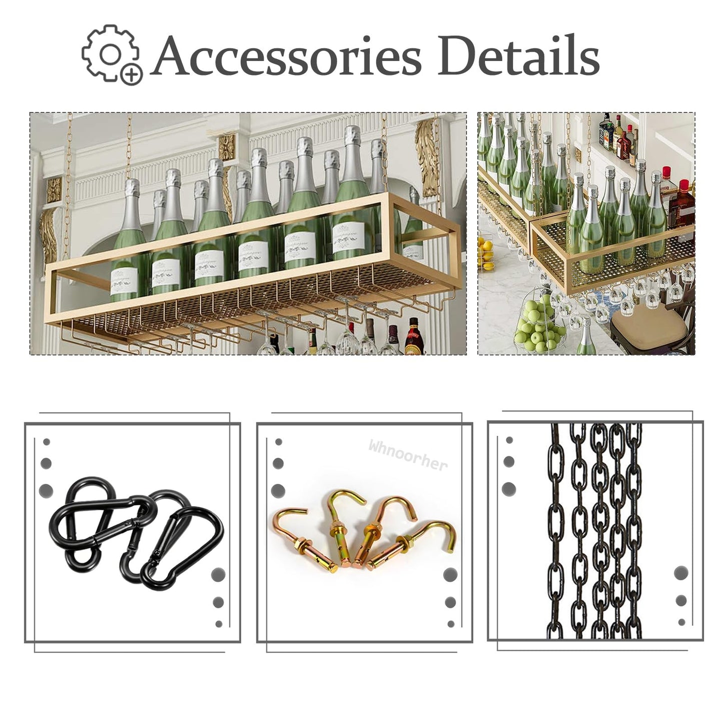 GFRWKCEX Hanging Wine Rack, Metal Ceiling Mounted Suspended Wine Glass Holder, Wall Wine Stand for Wine Bottles for Restaurant Cafe Kitchen, Floating Wine Storage Shelf(80x25x20cm)