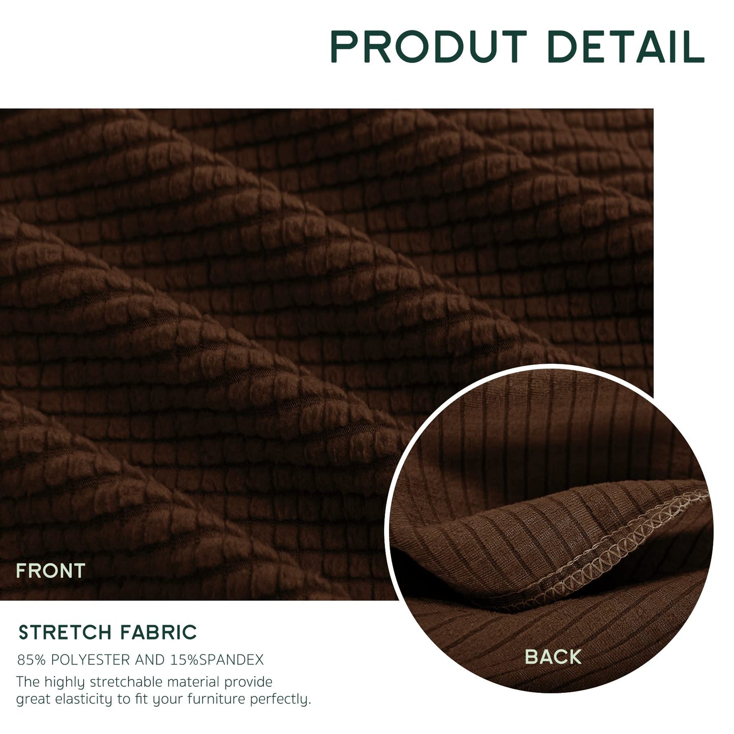 Hokway 3 Piece Couch Cushion Slipcovers Stretch Reversible Cushion Replacement Slipcovers Sofa Cushion Covers(Chocolate, 3)
