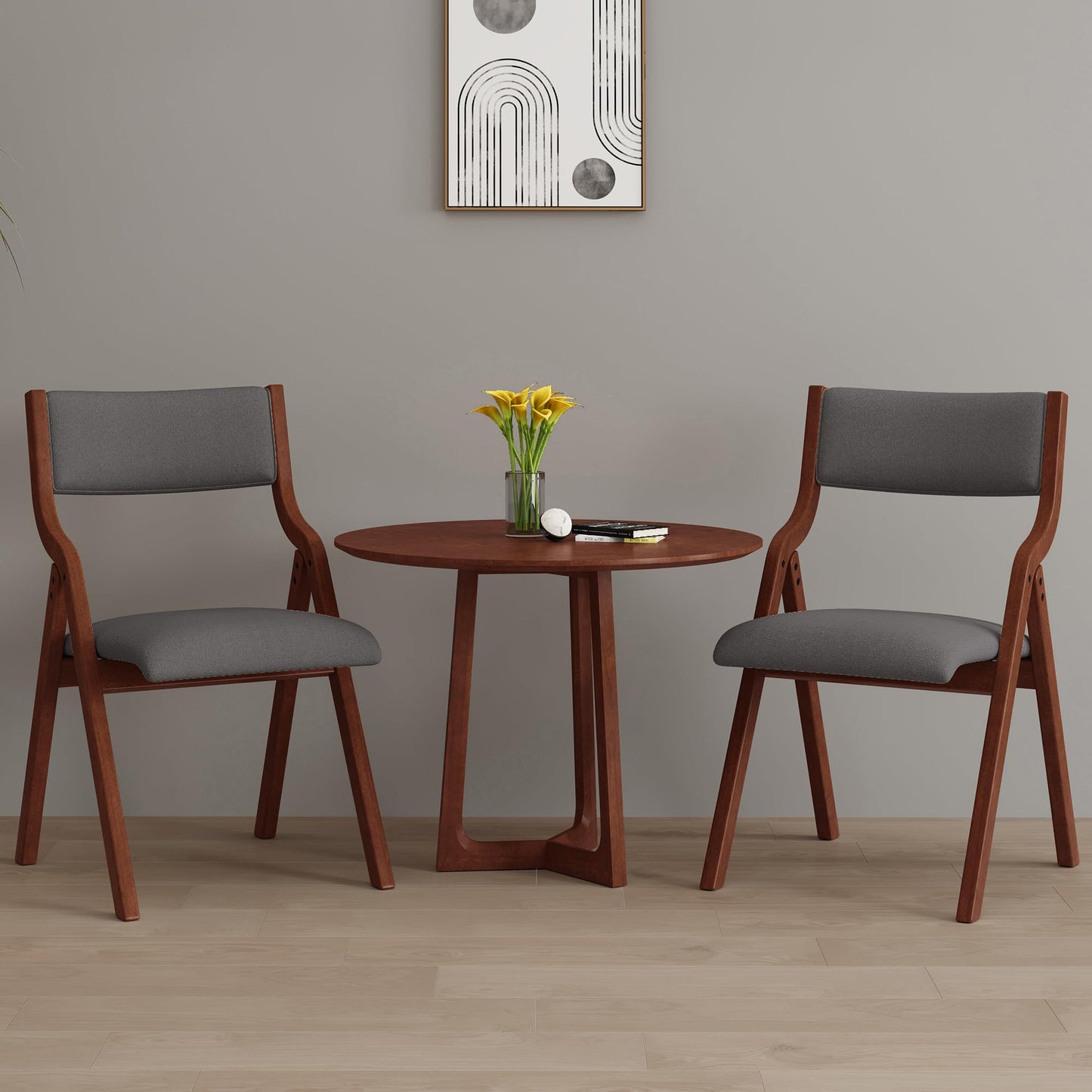 YOPTO Folding Wooden Chairs Set of 2 with Padded Seat,Portable Dining Chairs W/Ergonomically Designed Back and Cushion,for Dining Room,Restaurant,Kitchen,Office