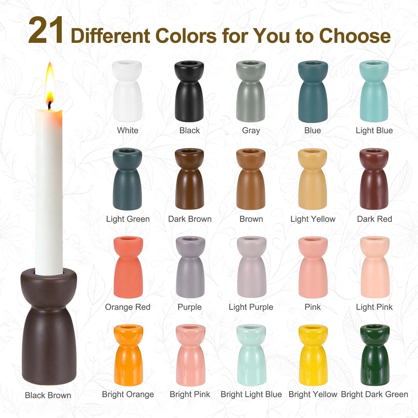 uxcell 2 Pack Candlestick Holder Black Brown Ceramic Taper Candle Holder Candle Stand Holders Modern Style Decoration for Centerpiece Tabletops Anniversary