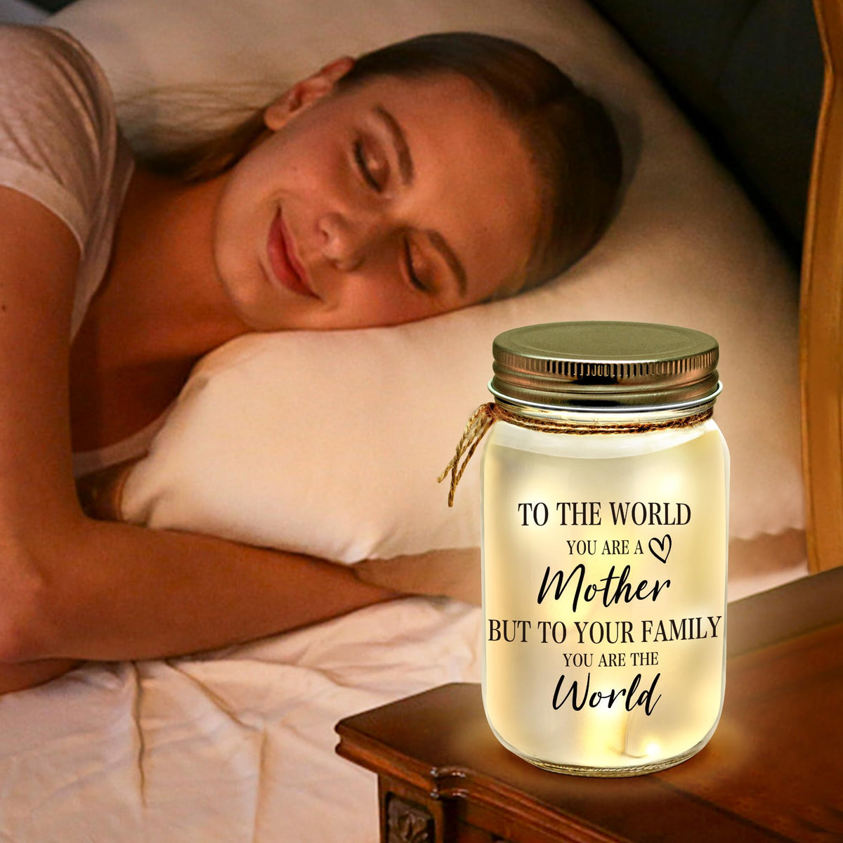 Kenon Mason Jar Night Light for Mom, Home Decoration Lights, Personalized Night Light for Birthday, Thanksgiving, Mothers Day Gift
