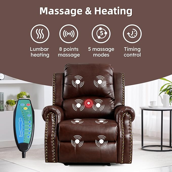 EBELLO 2 Piece Power Faux Leather Recliner Sofa Set, Reclining Living Room