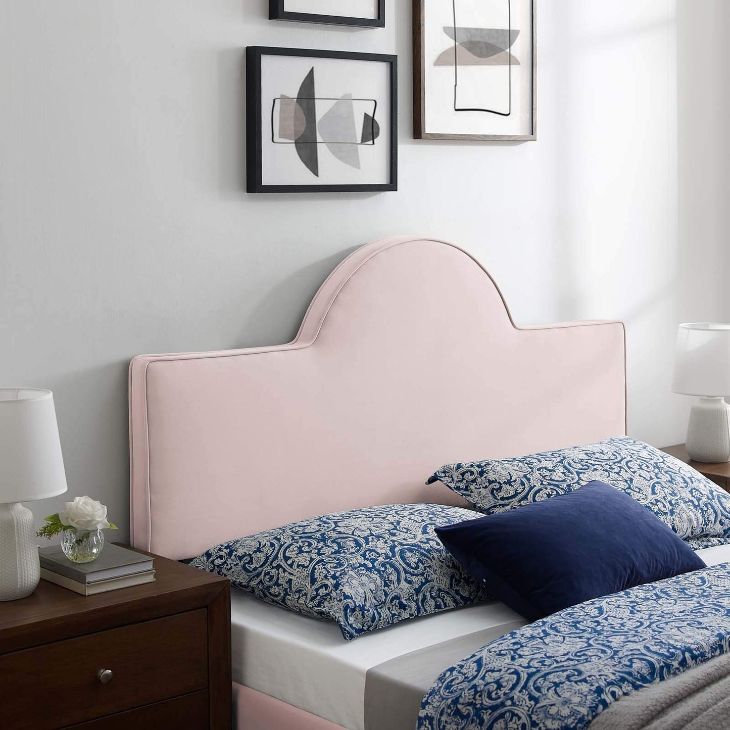 Modway MOD-6302-PNK Dawn Twin Performance Velvet Headboard, Pink