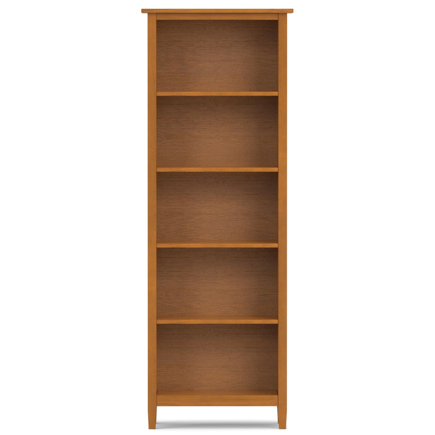 SIMPLIHOME Warm Shaker Desk and Bookcase Bundle - 48 inch Wide Solid Wood Transitional Desk with Drawers and 26 inch Wide 5-Shelf Bookcase in Light Golden Brown, Home Office Furniture (Set of 2)