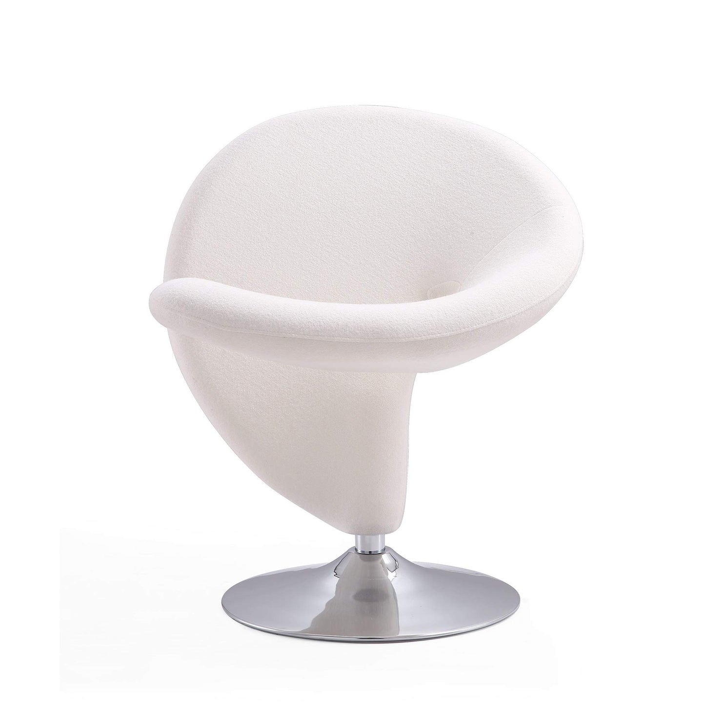 Manhattan Comfort Curl Swivel Accent Chair Set of 2 with 360° Turn, Fully Assembled, Upholstered in Wool Blend, Modern Ergonomic Design with Polished Chrome Base, Living Room & Office, Set of 2, Cream