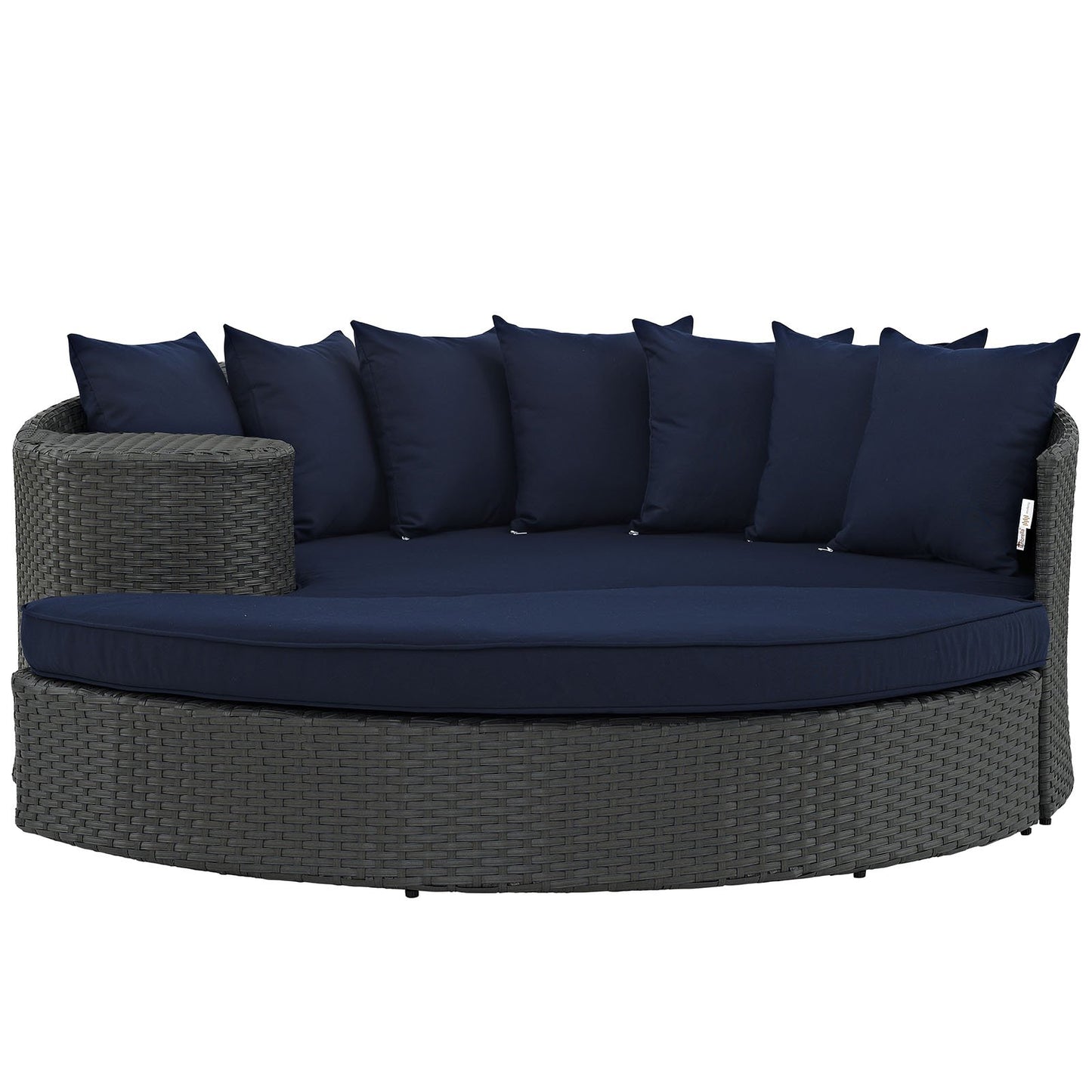 Modway Sojourn Wicker Rattan Outdoor Patio Sunbrella Fabric Daybed in Canvas Navy