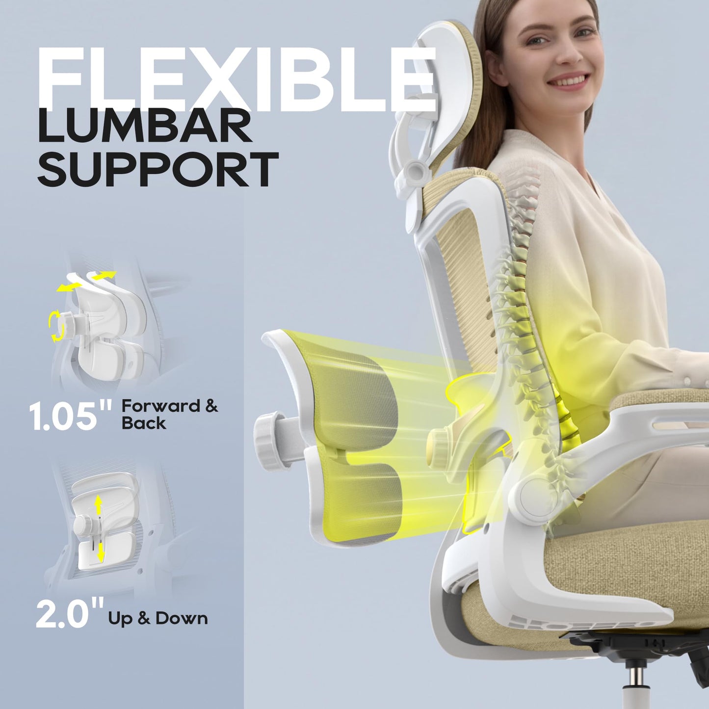 Ergonomic Office Chair for Long Hours, Relieve Back Pressure, Stay Comfortable & Focused All Day, 330LBS Capacity, Ideal for Home Office, Office & Study
