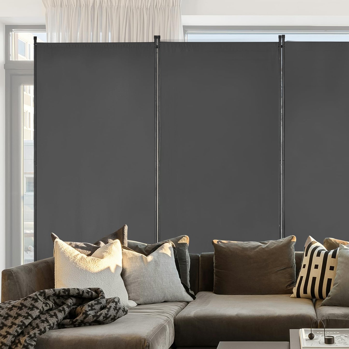 VEVOR Room Dividers, 3 Panel Room Divider, Folding Privacy Screen and Portable Partition Divider for Room Separation, Freestanding Room Partitions for Office, Bedroom, Study, Grey