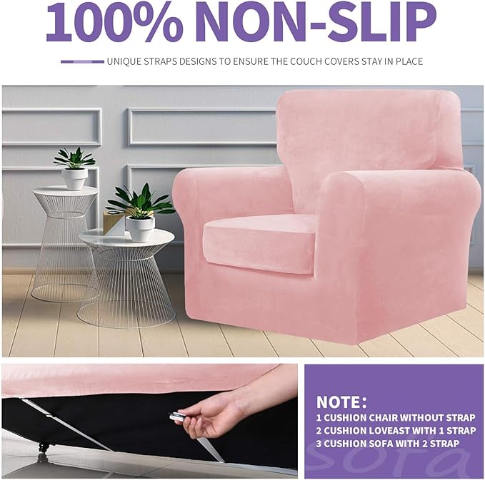 ZNSAYOTX Oversized Velvet 3 Piece Couch Cover