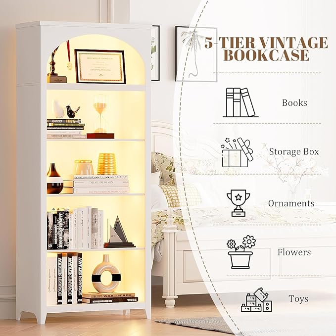 Dystler 5-Tier Arched Bookshelf