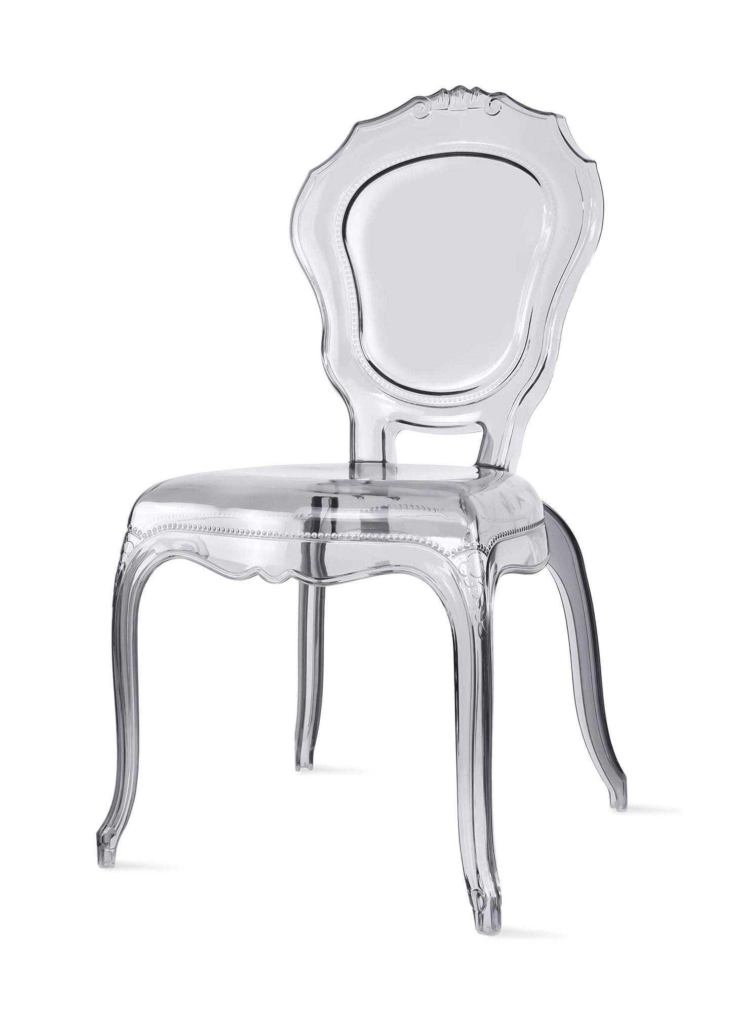2xhome Stackable Ghost Dining Chair | Transparent Vanity Armchair | Louis Belle Style Kitchen Patio Chair Parent (1, Smoke, Armless)
