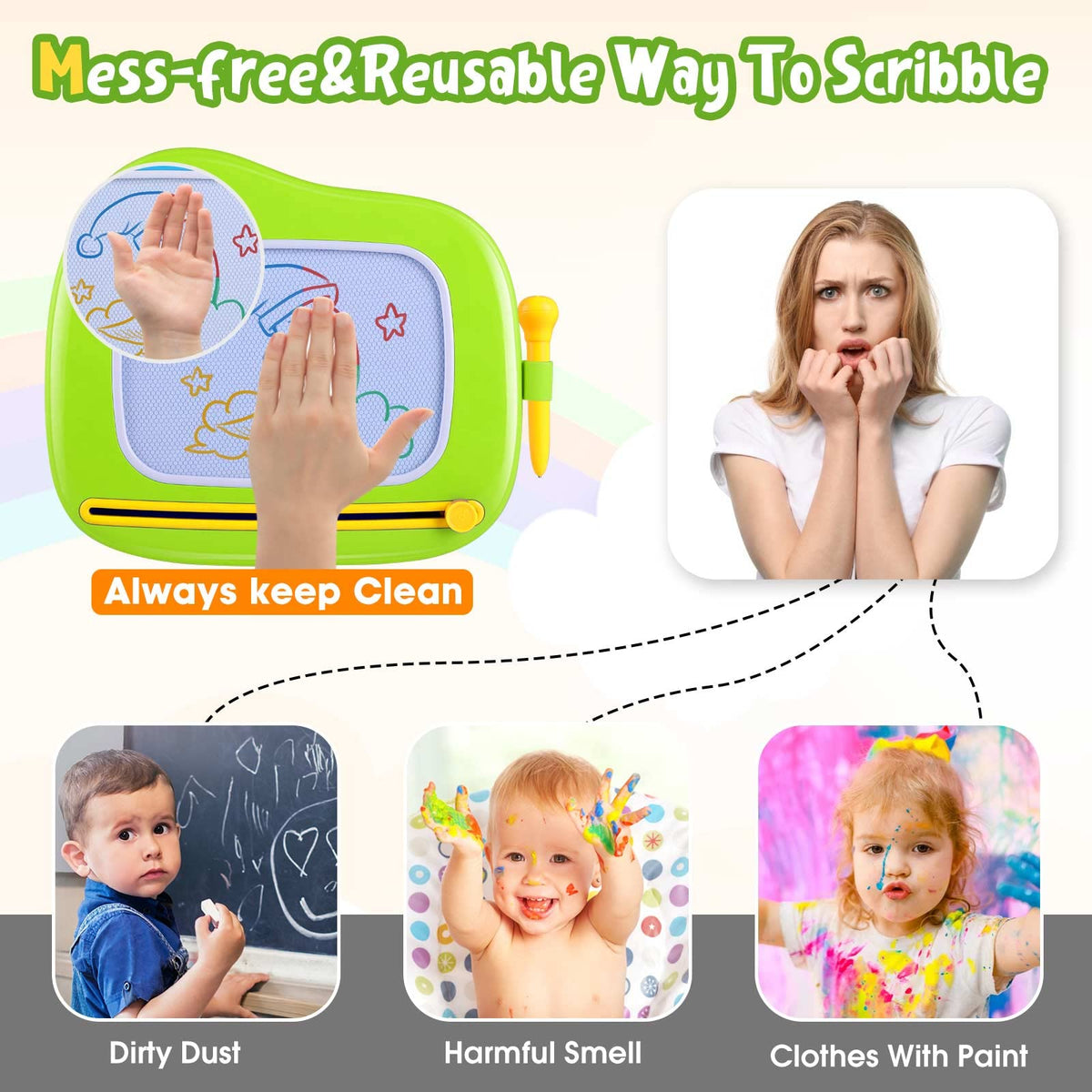 Smasiagon Toddler Toys Age 1-2 Year Old Boys Girls, Magnetic Drawing Doodle Board Pad Educational Learning Toys for 1 2 3 Year Old Boys Girls Gifts Birthday Party (Green)
