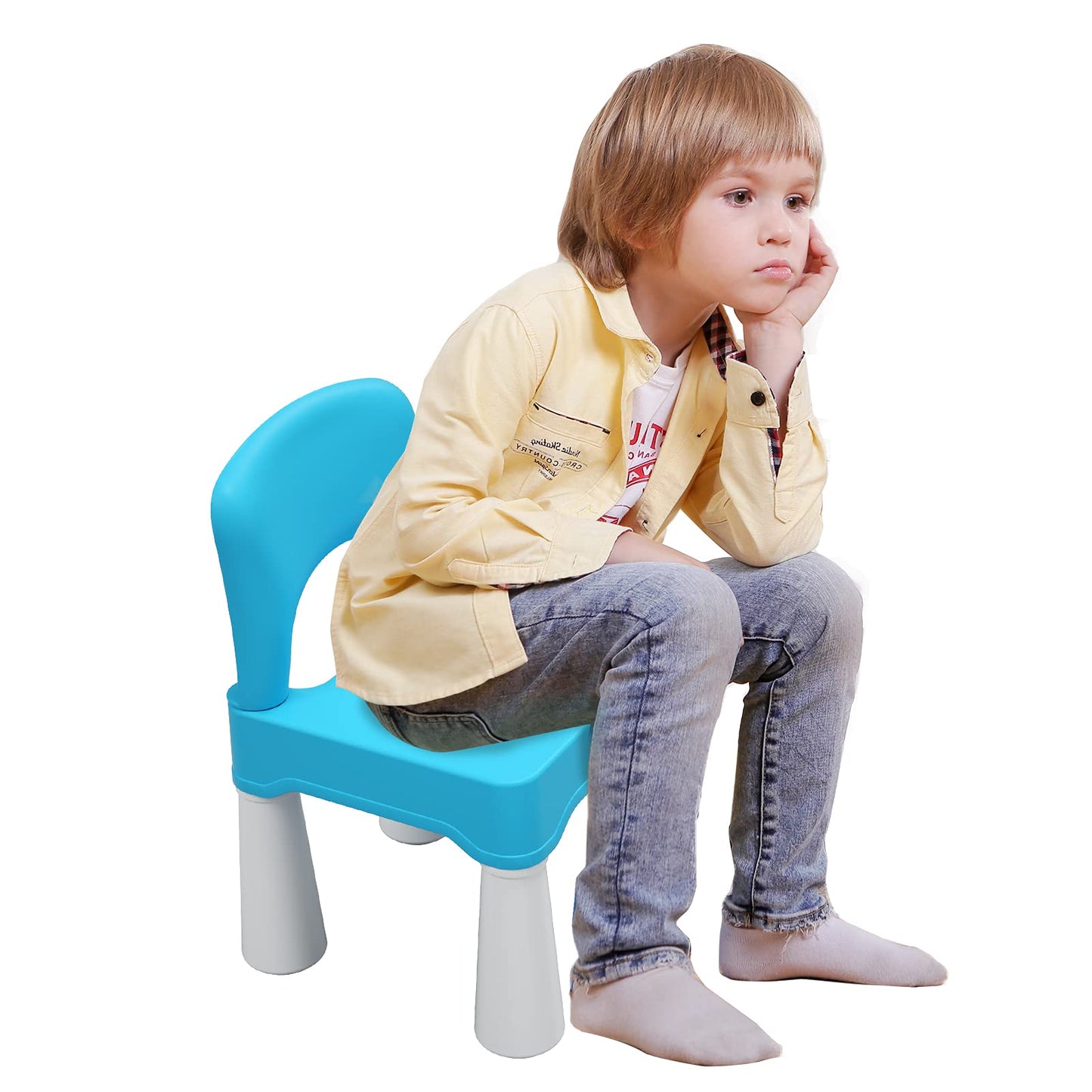 burgkidz Toddler Chair for Kids Ages 2-4, Plastic Kids Chair with 9.3" Seat Height, Lightweight & Durable, Easy-Clean for Indoor/Outdoor Use, Favorite Calming Blue for Boys Girls