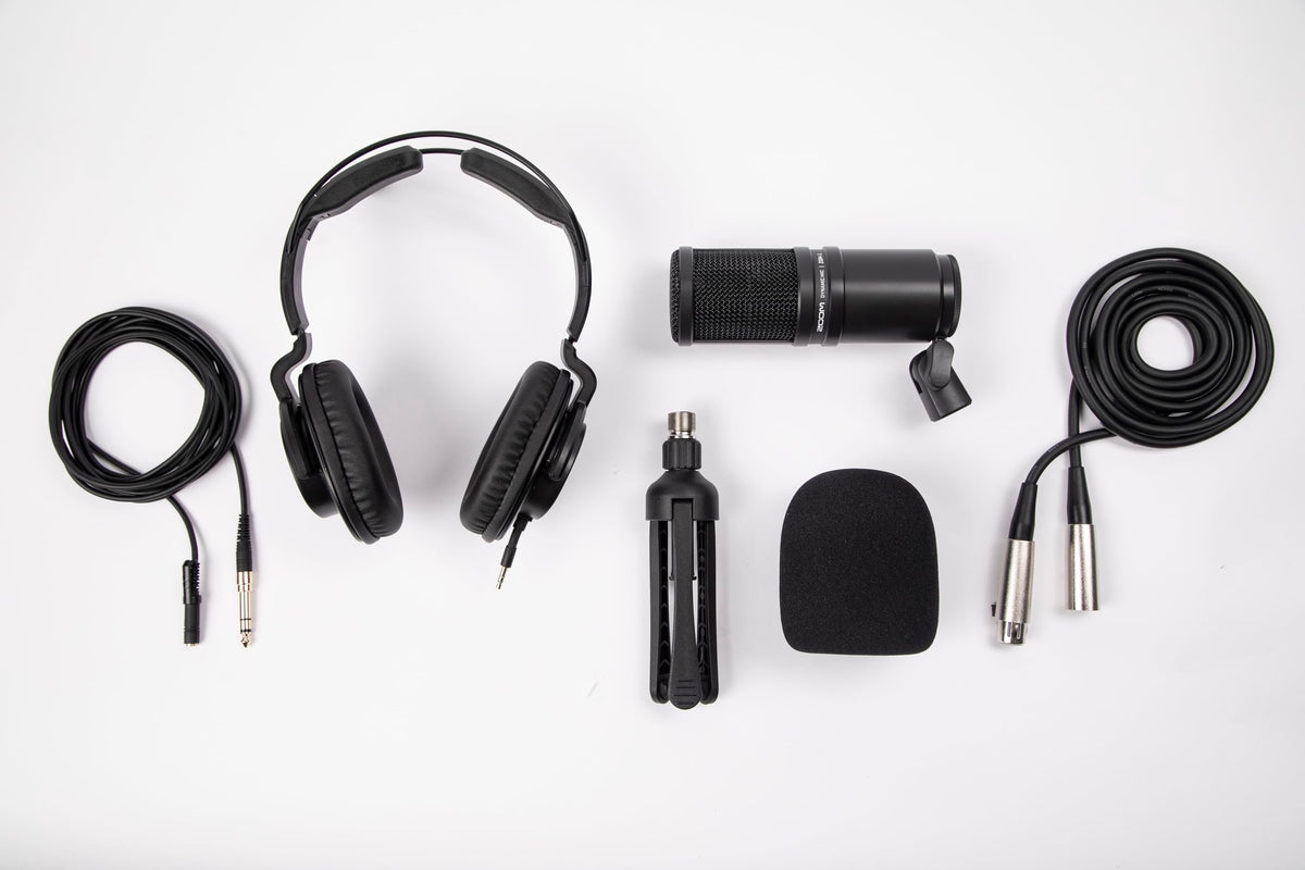 Zoom ZDM-1 Podcast Mic Pack Includes Dynamic Microphone, High-Quality Headphones, Tripod, Windscreen, and XLR Cable