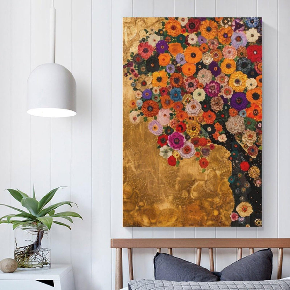 Gustav Klimt Tree of Life Flowers Canvas Printing Wall Art Prints Wall Decor Posters Floral Abstract Golden Bohemian Scandinavian Home Living Room Bedroom Office Gallery Gift 12x18inch(30x45cm)