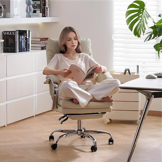 LEAGOO Office Chair with Foot Rest, Ergonomic Executive Office Chair with Arms
