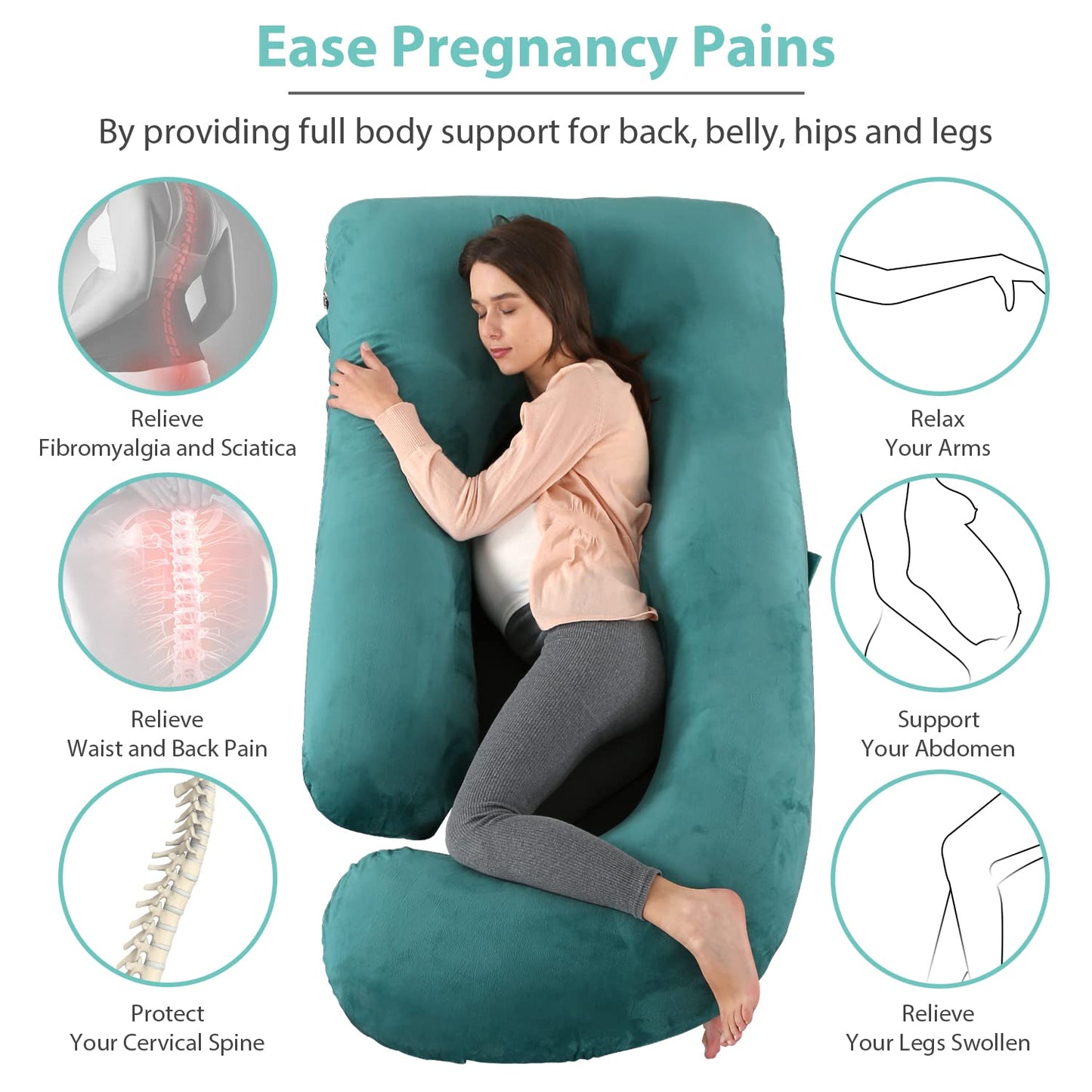 Victostar Pregnancy Pillow,57 inches U Shaped Maternity Pillow with Removable Cover Full Body Pillow Support for Back, HIPS, Legs, Belly