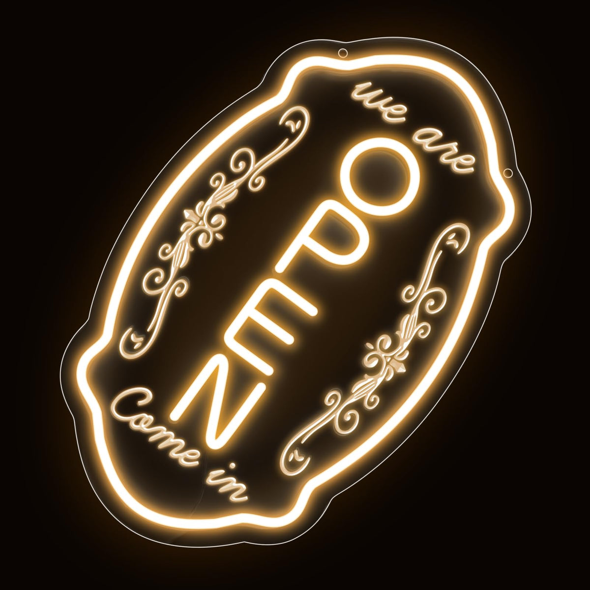 LED Neon Open Sign for Business, 16.5x10'' Come in We’re Open Sign, Warm White Adjustable Brightness Neon Lights for Party, Bar, Salon, Stores, Hotel, Wall Decor, Clubs, Hotels, Vertical
