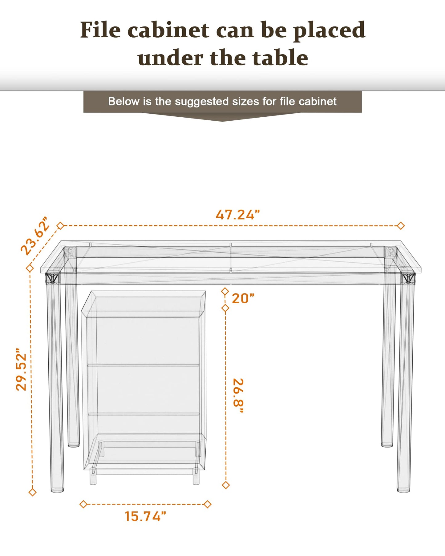 Teraves Computer Desk/Dining Table Office Desk Sturdy Writing Workstation for Home Office (47.24”, Black Oak)