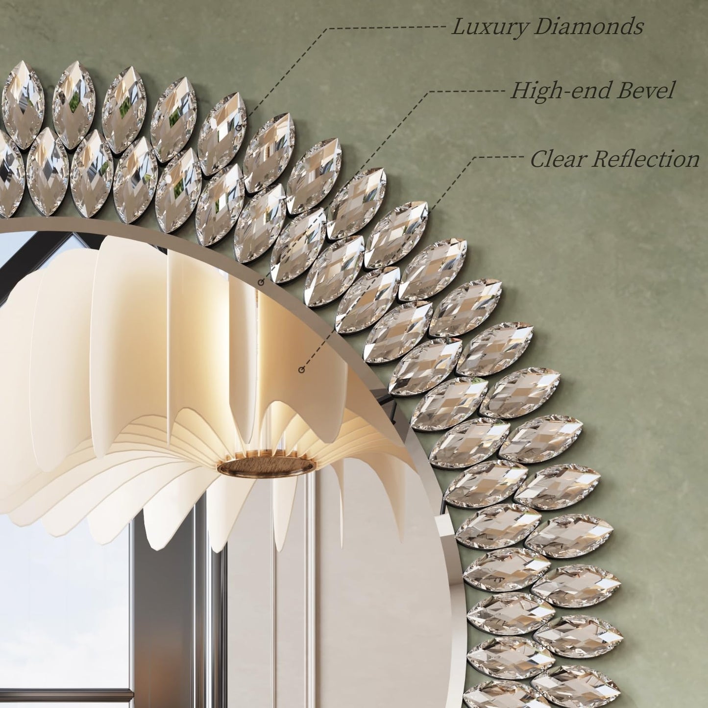 Kelly Miller 36" Jeweled Luxury Round Decorative Wall Mirror