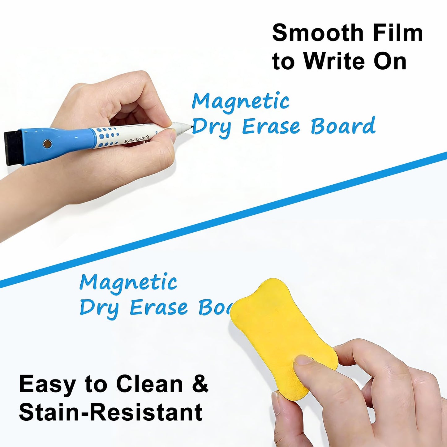 Magnetic Whiteboard for Fridge, 20" x 13" Dry Erase Board Set with Markers & Eraser, Strong Magnet & Stain-Resistant Surface, Fridge Calendar for Notes, Grocery List, Meal Planning & Family Schedule